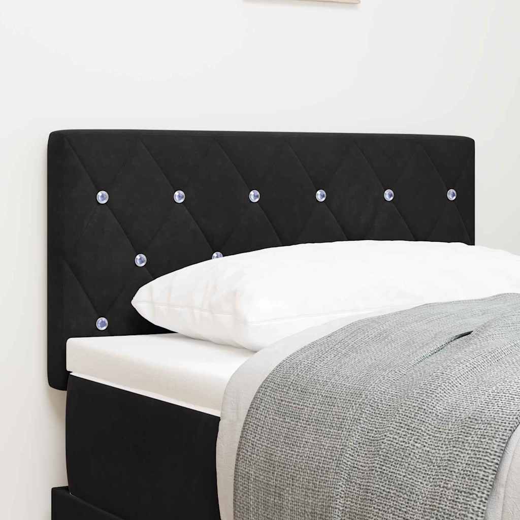 LED Headboard with LED Strip Lights Argyle Black 80 cm Velvet